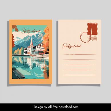 switzerland scenery postcard template elegant autumn scene 