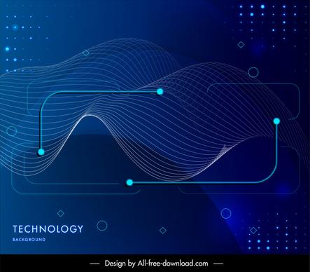  technology background template dynamic curves waves sketch