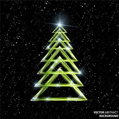 template with sparkling abstract tree on stars background