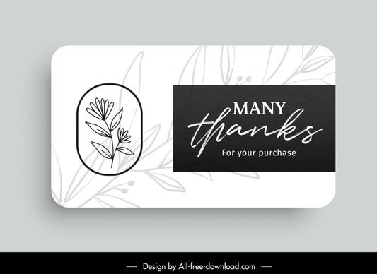 thank you card template contrast flat handdrawn flowers