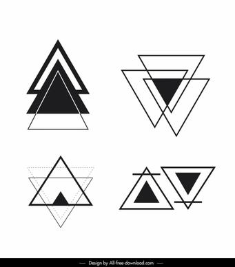 triangle tattoo template flat black white sketch