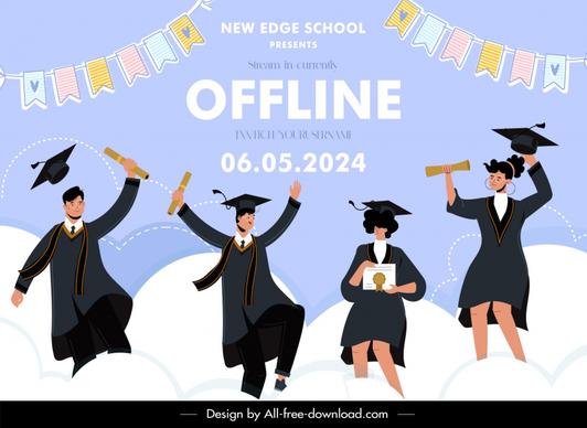 university graduation party backdrop template funny dynamic cartoon 
