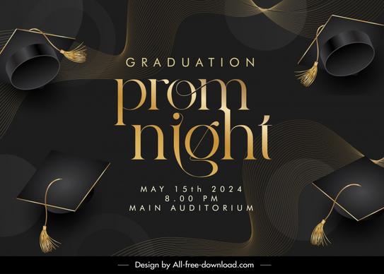university graduation party backdrop template modern dynamic 3d hats