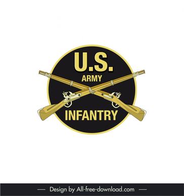 us army infantry branch insignia logotype elegant classic symmetric long guns sketch