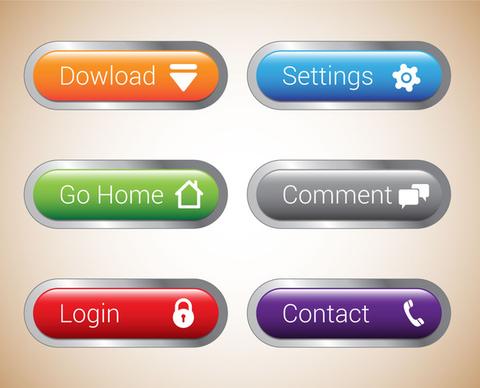user interface buttons sets illustration with horizontal tabs