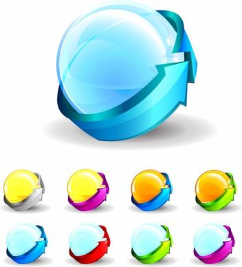 Vector glass icon with 3D arrow around.