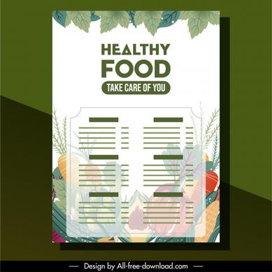 vegetables menu template elegant colorful blurred decor