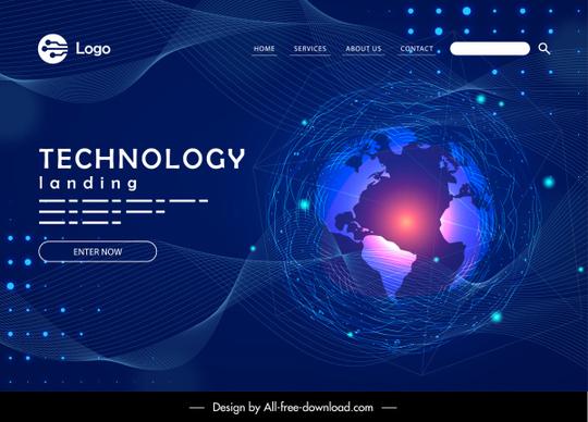 webpage template dark technology theme globe sketch