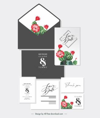 wedding card templates elegant classical cactus botany decor