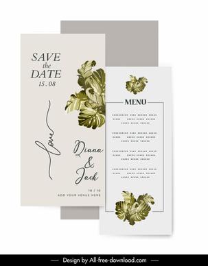 wedding templates green leaf decor elegant design
