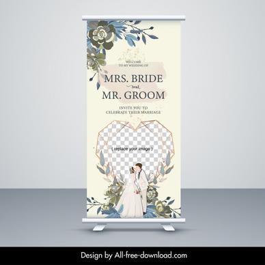 wedding vertical banner template elegant groom bride geometry decor