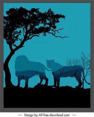 wild nature background dark design blurred silhouette sketch