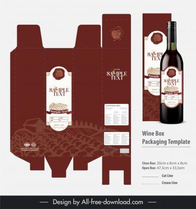 wine box packaging template classic field scene decor
