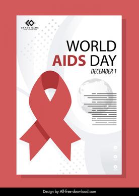 world aids day poster template 3d ribbon blurred earth sketch
