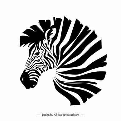 zebra icon black white handdrawn classic sketch